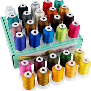 New brothread 30 Colors Polyester Embroidery Machine Thread Kit 500M (550Y) Each Spool – Colors Compatible with Janome and Robison-Anton Colors – Assortment 3
