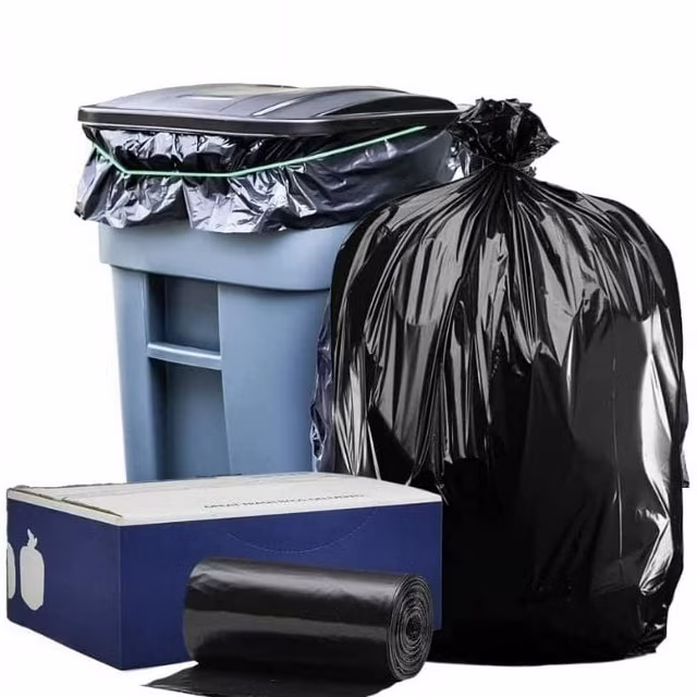 Plasticplace Heavy-Duty 64-65 Gallon Trash Bags, 1.2 Mil Thick Black Toter Garbage Liners, 100 Bags.