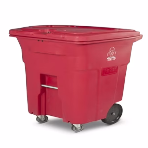 Toter 96 Gal. Red Hazdous Waste Trash Can with Lid Lock and Casters